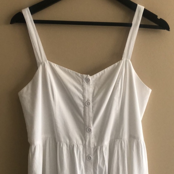 French Connection White Ancolie Border Button Front Sleeveless Eyelet Mini Dress - Picture 7 of 12